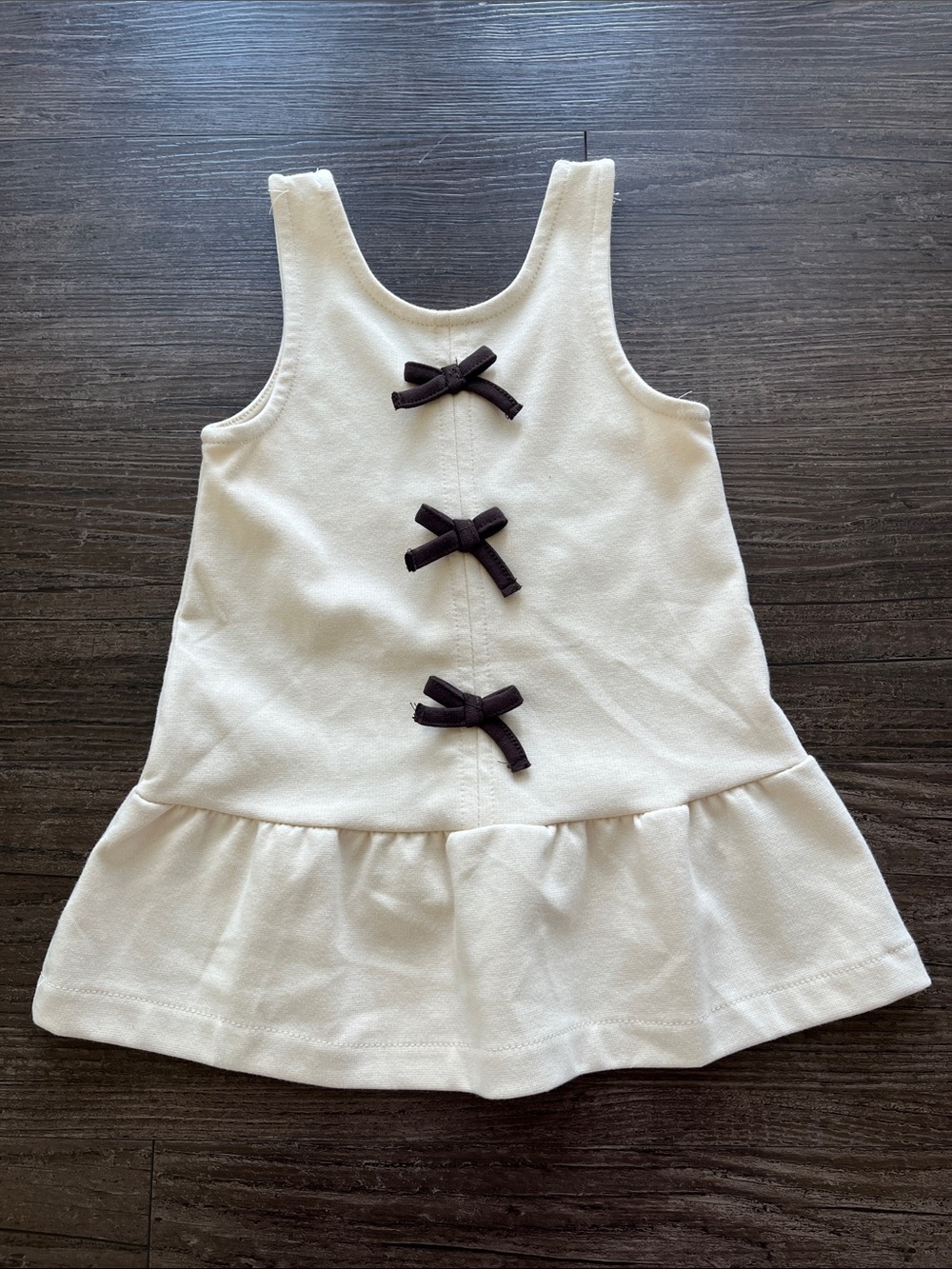Zara ToddlerCream Sleeveless Dress with Brown Bows